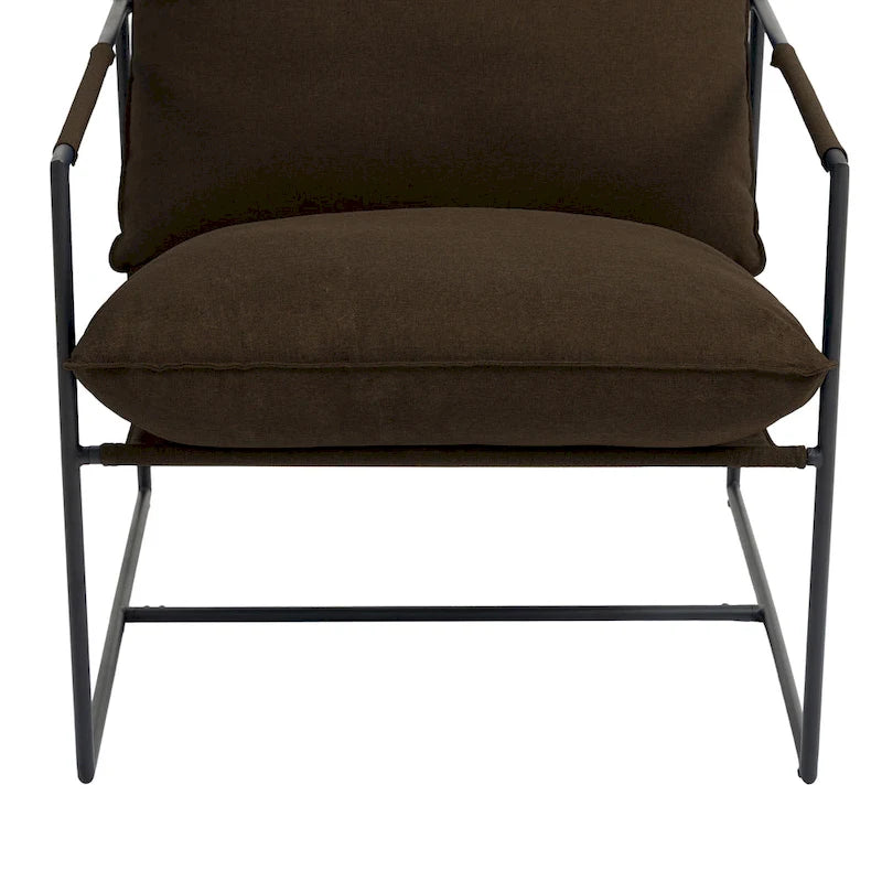 Fauteuil d'appoint à cadre métallique avec coussin et sac de rangement