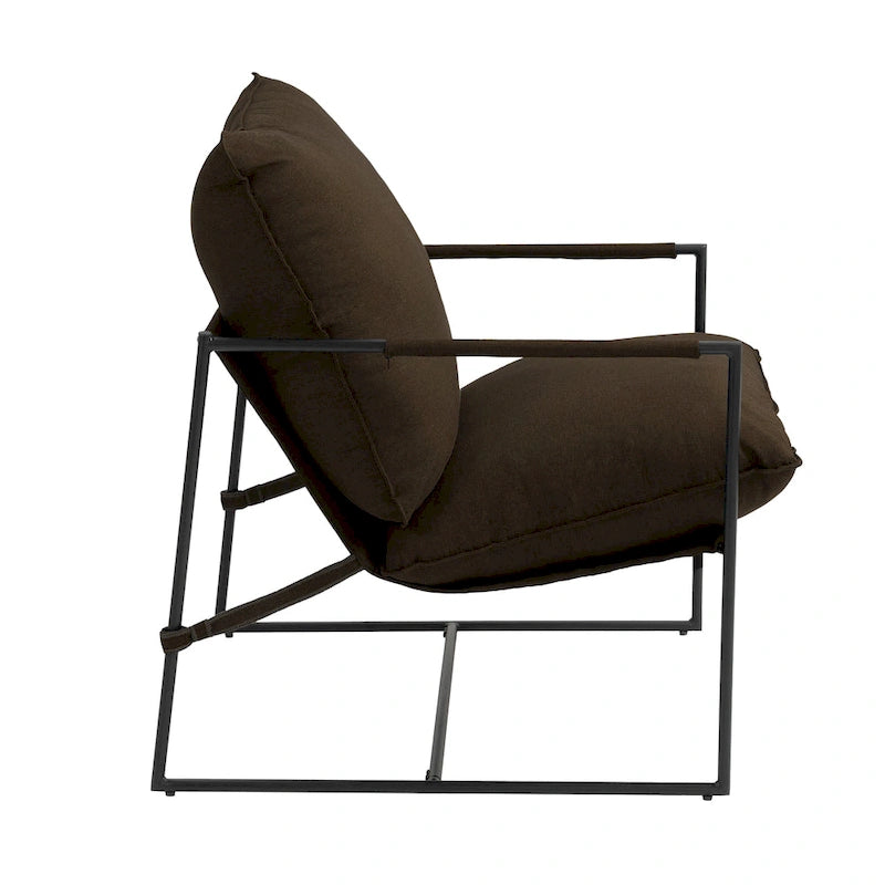 Fauteuil d'appoint à cadre métallique avec coussin et sac de rangement