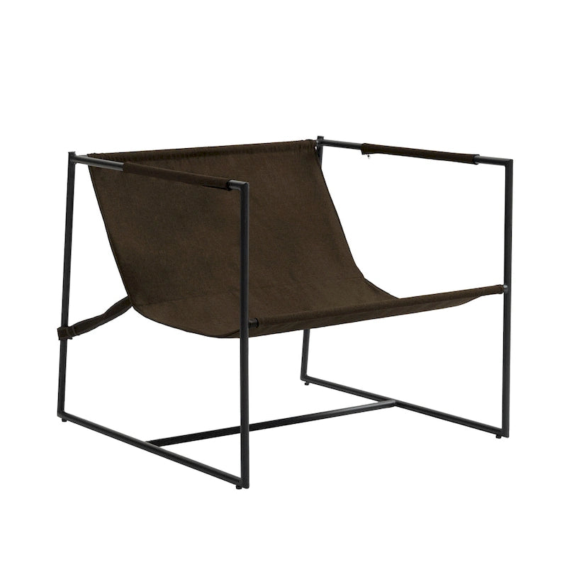 Fauteuil d'appoint à cadre métallique avec coussin et sac de rangement