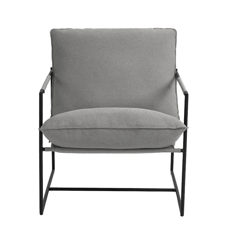 Fauteuil d'appoint à cadre métallique avec coussin et sac de rangement