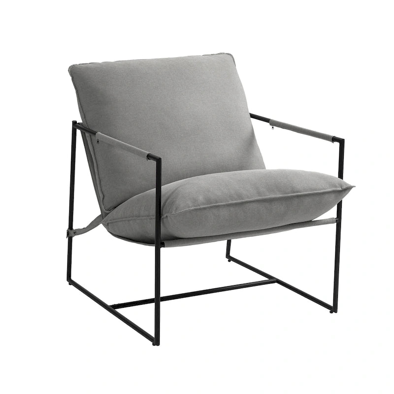 Fauteuil d'appoint à cadre métallique avec coussin et sac de rangement