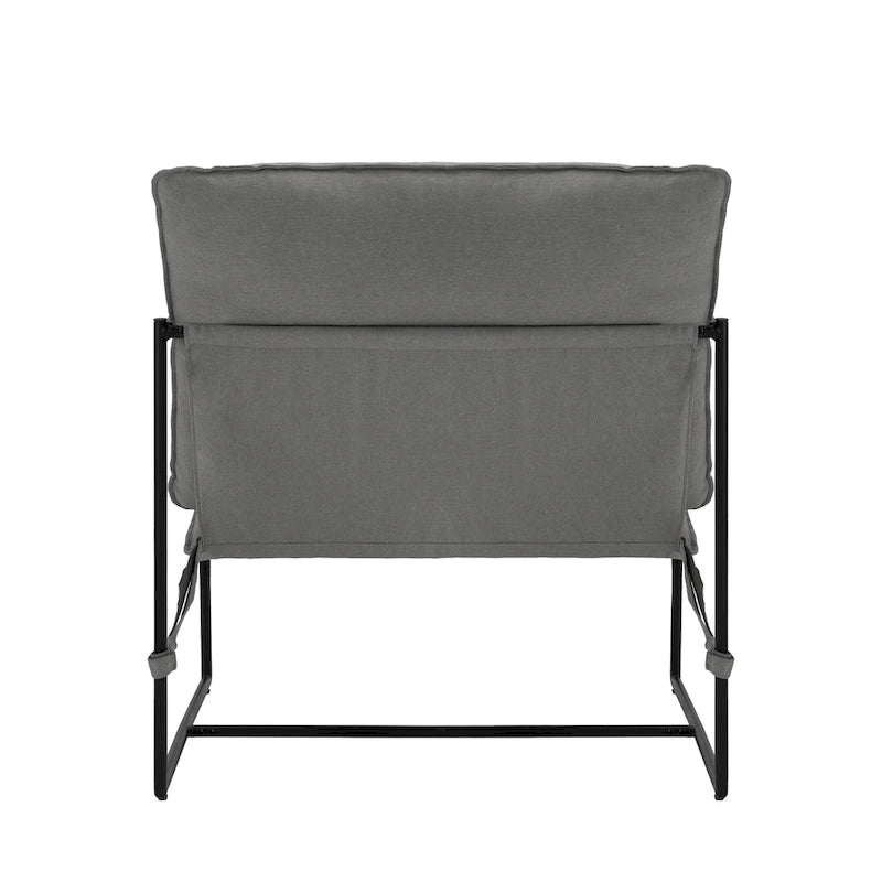 Fauteuil d'appoint à cadre métallique avec coussin et sac de rangement
