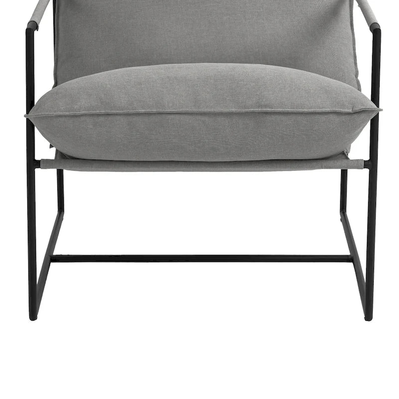 Fauteuil d'appoint à cadre métallique avec coussin et sac de rangement