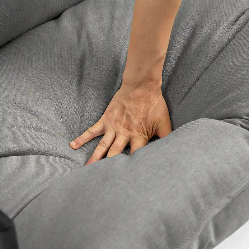 Fauteuil d'appoint à cadre métallique avec coussin et sac de rangement