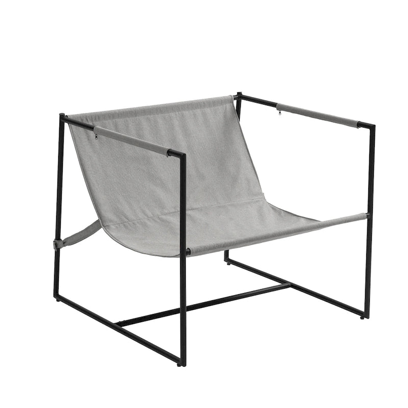 Fauteuil d'appoint à cadre métallique avec coussin et sac de rangement