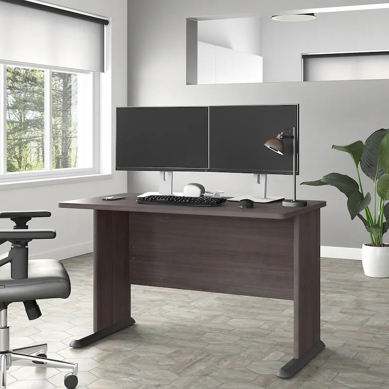 Bureau d'ordinateur de 122 cm de large avec étagères ouvertes pour bureau à domicile