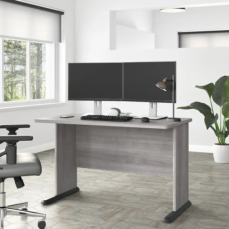 Bureau d'ordinateur de 122 cm de large avec étagères ouvertes pour bureau à domicile