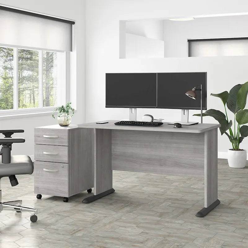 Bureau d'ordinateur de 122 cm de large avec étagères ouvertes pour bureau à domicile