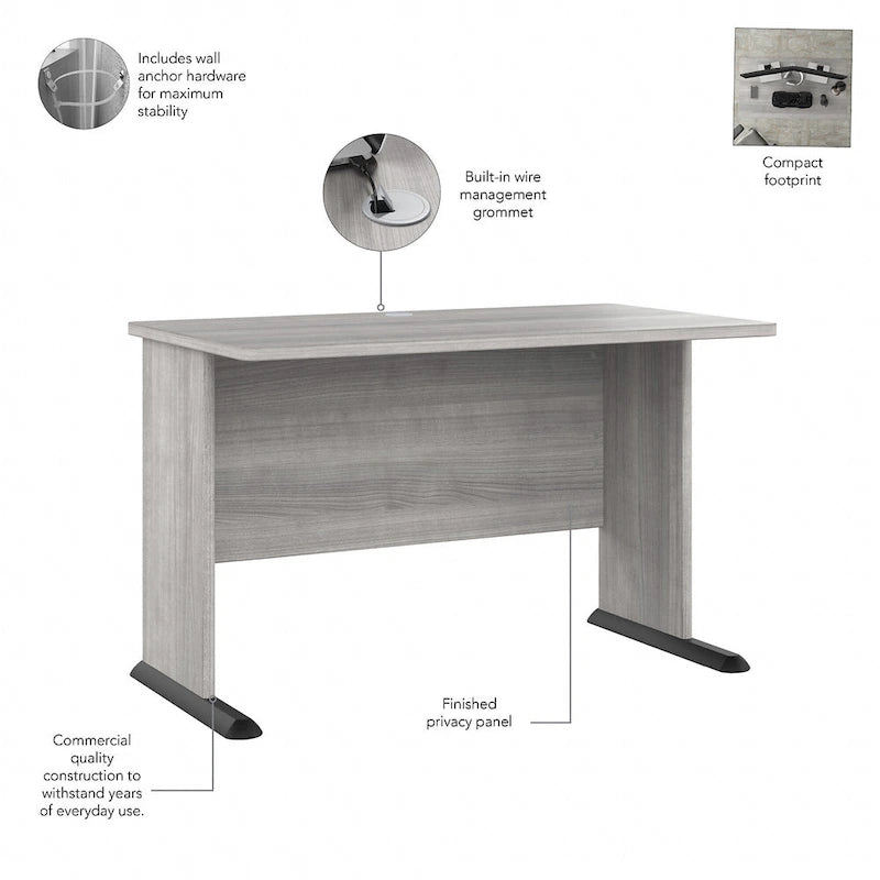 Bureau d'ordinateur de 122 cm de large avec étagères ouvertes pour bureau à domicile