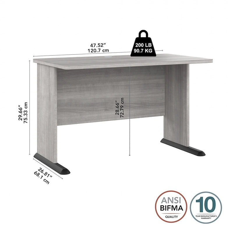 Bureau d'ordinateur de 122 cm de large avec étagères ouvertes pour bureau à domicile