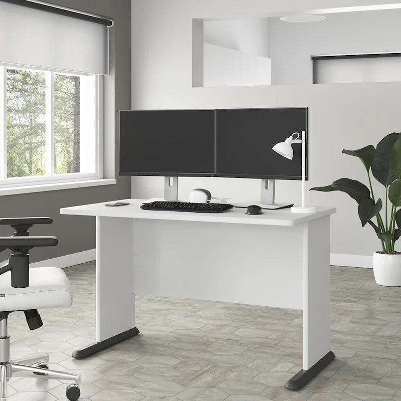 Bureau d'ordinateur de 122 cm de large avec étagères ouvertes pour bureau à domicile
