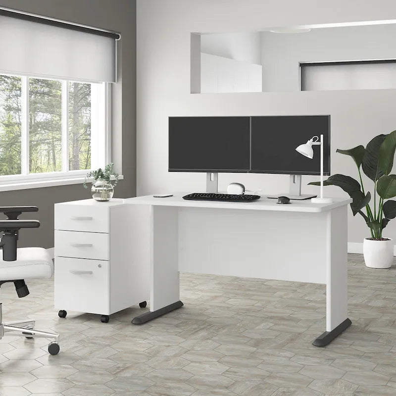Bureau d'ordinateur de 122 cm de large avec étagères ouvertes pour bureau à domicile