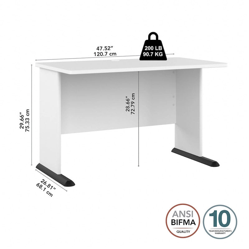 Bureau d'ordinateur de 122 cm de large avec étagères ouvertes pour bureau à domicile