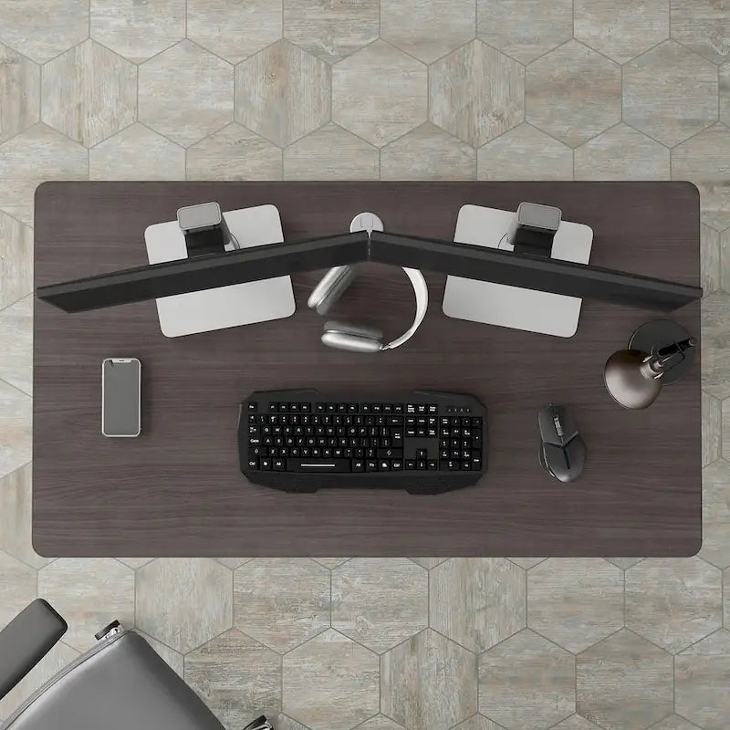 Bureau d'ordinateur de 122 cm de large avec étagères ouvertes pour bureau à domicile