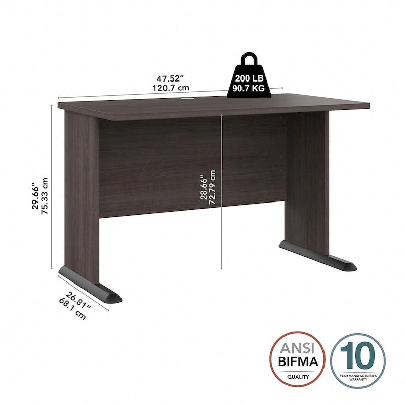 Bureau d'ordinateur de 122 cm de large avec étagères ouvertes pour bureau à domicile