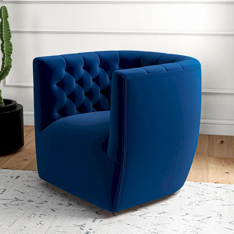 Fauteuil pivotant d'appoint en velours confortable Luxor Mid-Century Modern Furniture