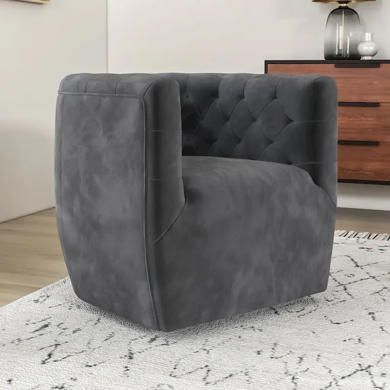 Fauteuil pivotant d'appoint en velours confortable Luxor Mid-Century Modern Furniture