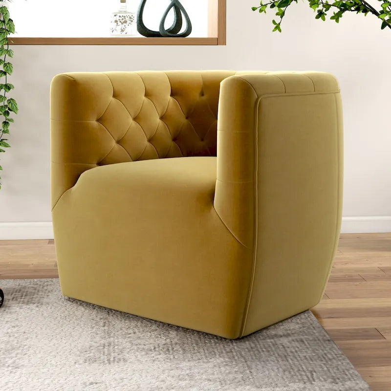 Fauteuil pivotant d'appoint en velours confortable Luxor Mid-Century Modern Furniture
