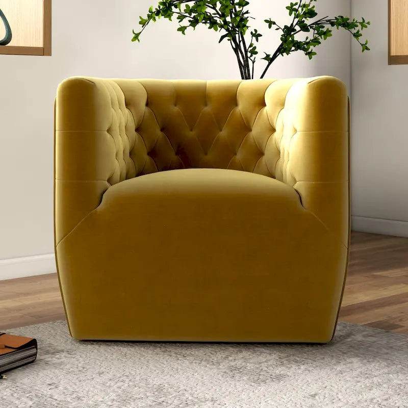Fauteuil pivotant d'appoint en velours confortable Luxor Mid-Century Modern Furniture