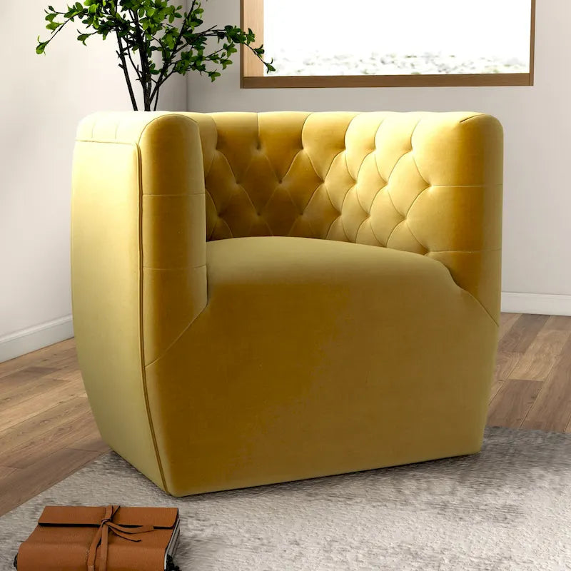 Fauteuil pivotant d'appoint en velours confortable Luxor Mid-Century Modern Furniture