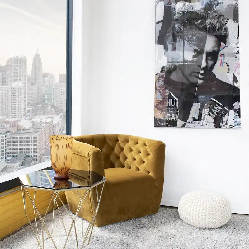 Fauteuil pivotant d'appoint en velours confortable Luxor Mid-Century Modern Furniture