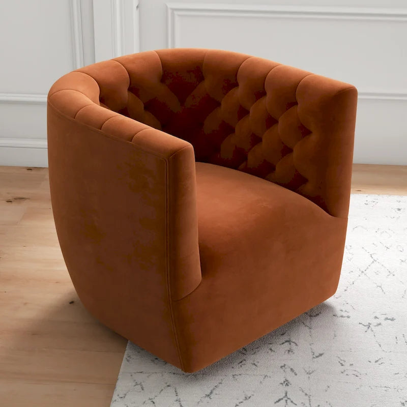 Fauteuil pivotant d'appoint en velours confortable Luxor Mid-Century Modern Furniture