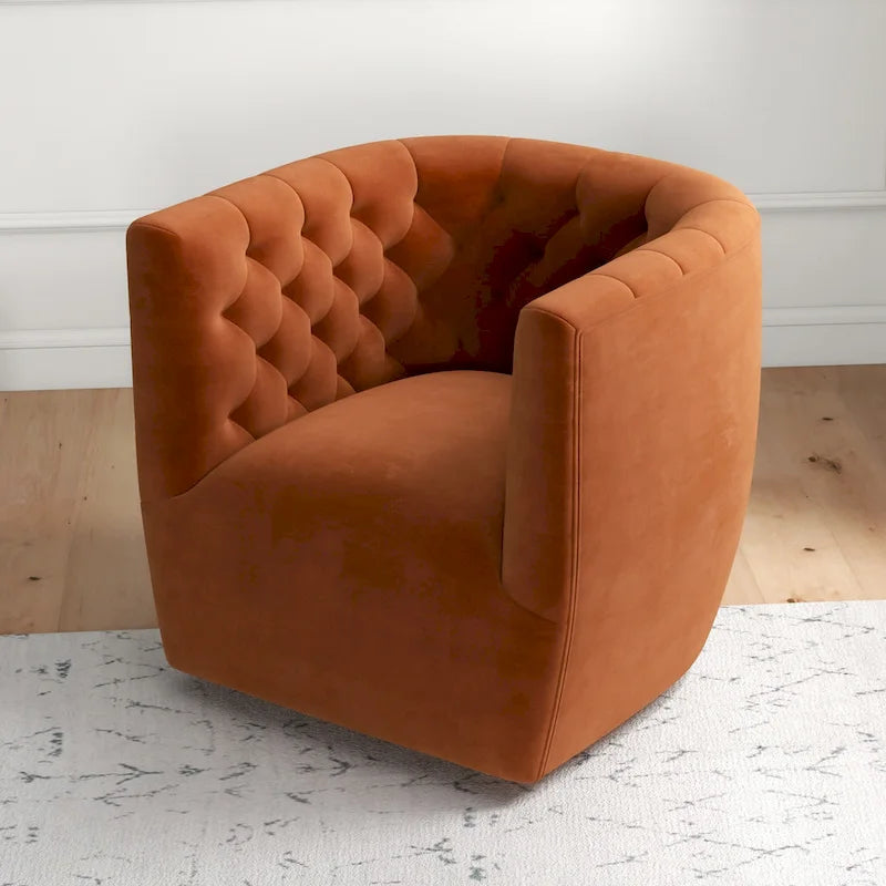 Fauteuil pivotant d'appoint en velours confortable Luxor Mid-Century Modern Furniture