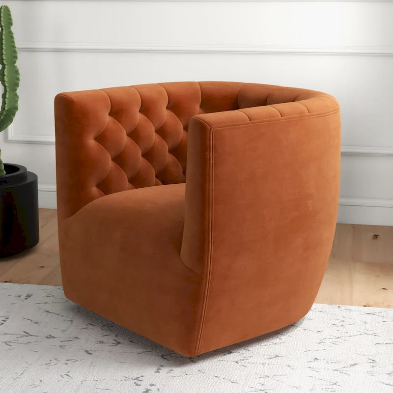 Fauteuil pivotant d'appoint en velours confortable Luxor Mid-Century Modern Furniture