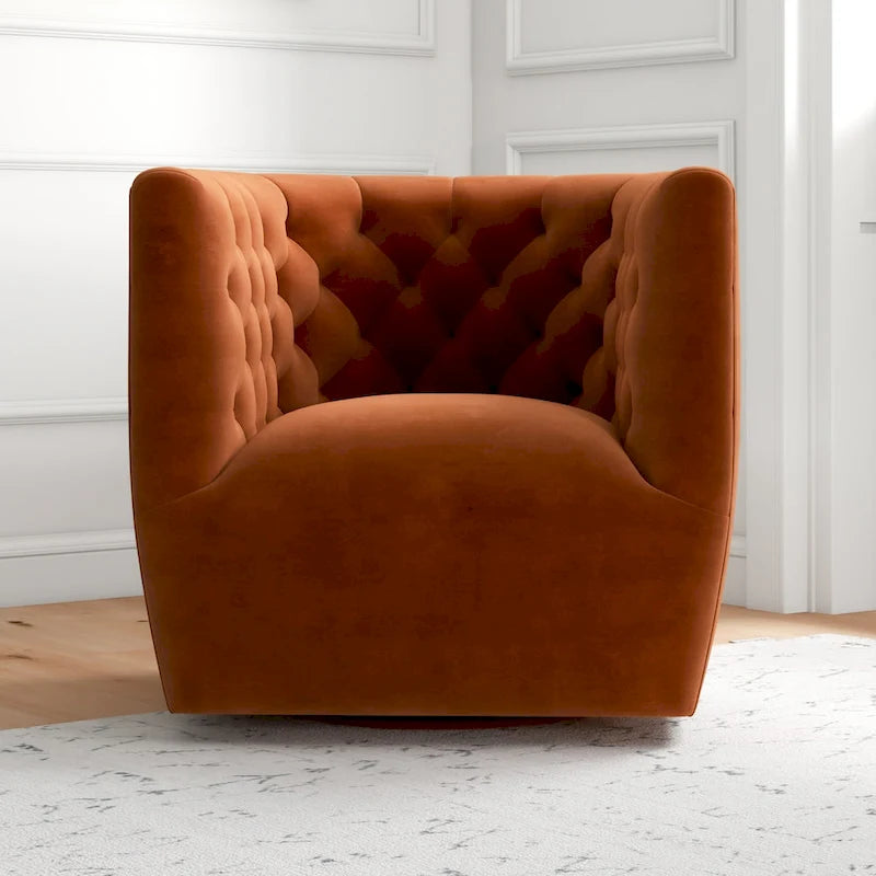 Fauteuil pivotant d'appoint en velours confortable Luxor Mid-Century Modern Furniture