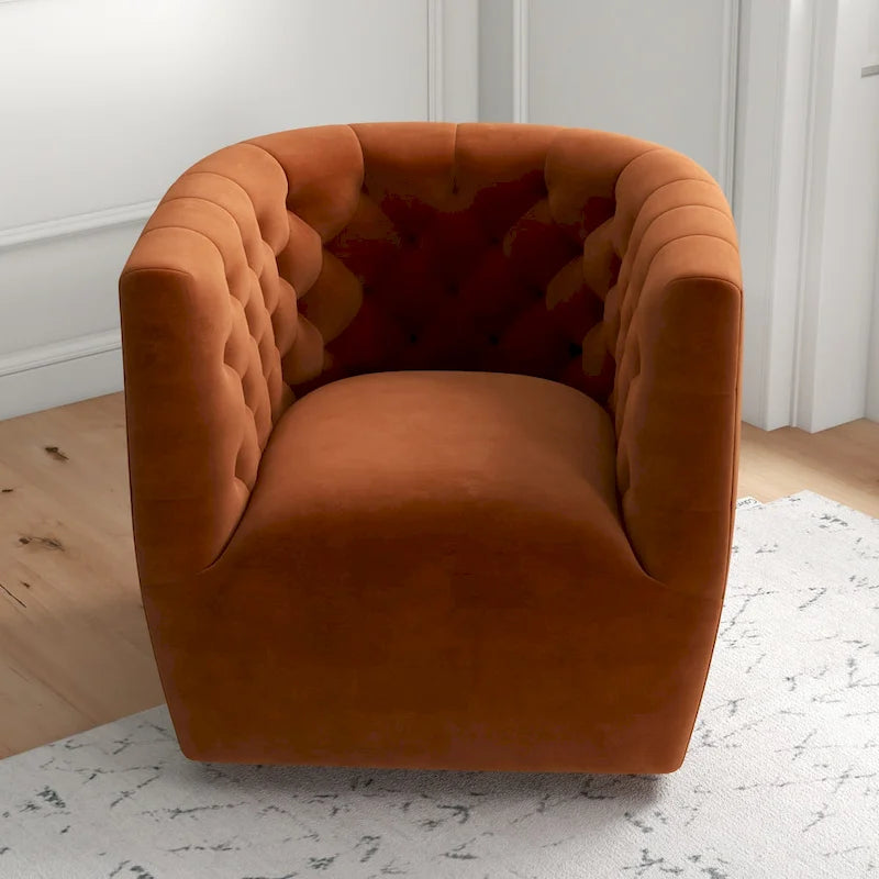 Fauteuil pivotant d'appoint en velours confortable Luxor Mid-Century Modern Furniture