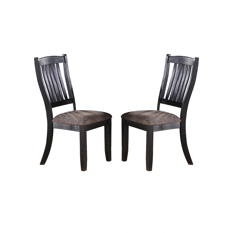 Dark Coffee Fabric Upholstered Side Chairs, Black(Set of 2)