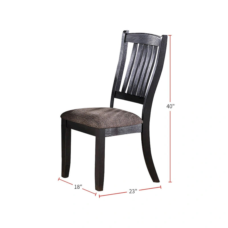 Chaises d'appoint rembourrées en tissu marron foncé, noir (Lot de 2)