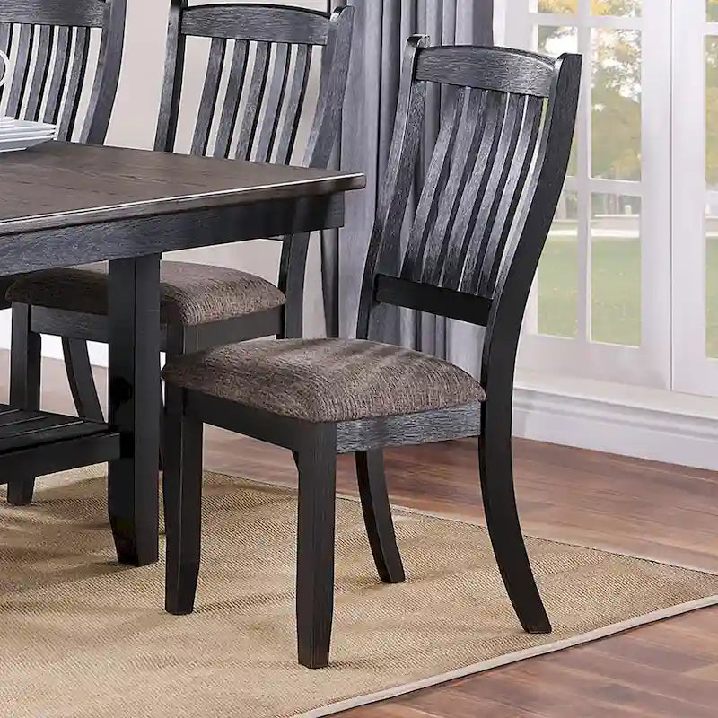 Chaises d'appoint rembourrées en tissu marron foncé, noir (Lot de 2)
