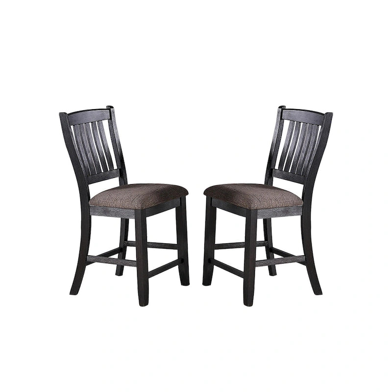Chaises d'appoint rembourrées en tissu marron foncé, noir (Lot de 2)