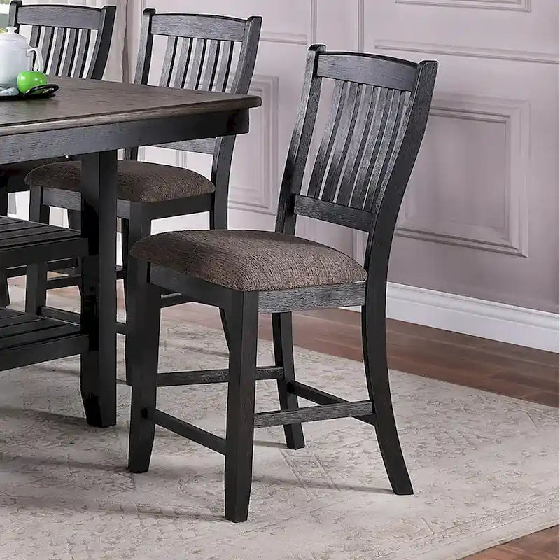 Chaises d'appoint rembourrées en tissu marron foncé, noir (Lot de 2)