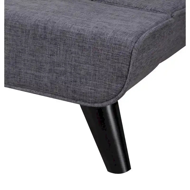 Lit Nixon en lin gris, style moderne du milieu du siècle