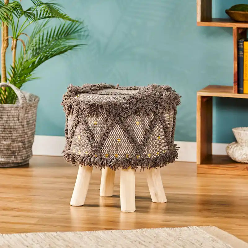 Tabouret bohème en tissu fait main