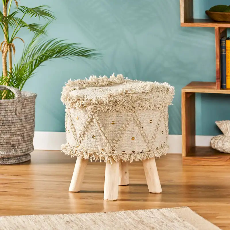 Tabouret bohème en tissu fait main