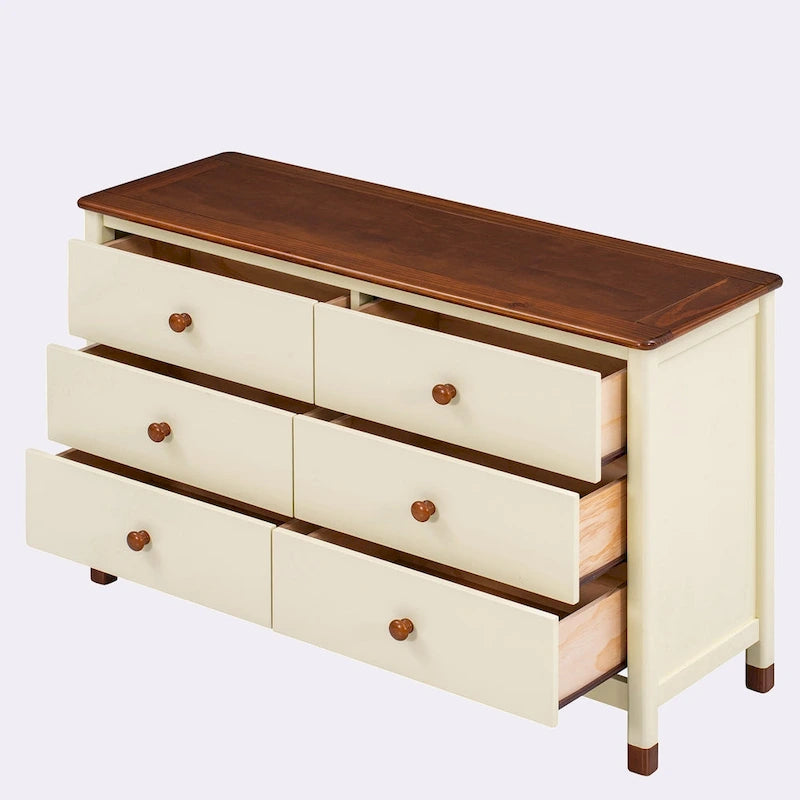 Commode de rangement en bois à 6 tiroirs