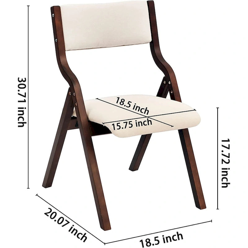 Chaises de salle à manger pliantes avec sièges rembourrés, lot de 2, beiges