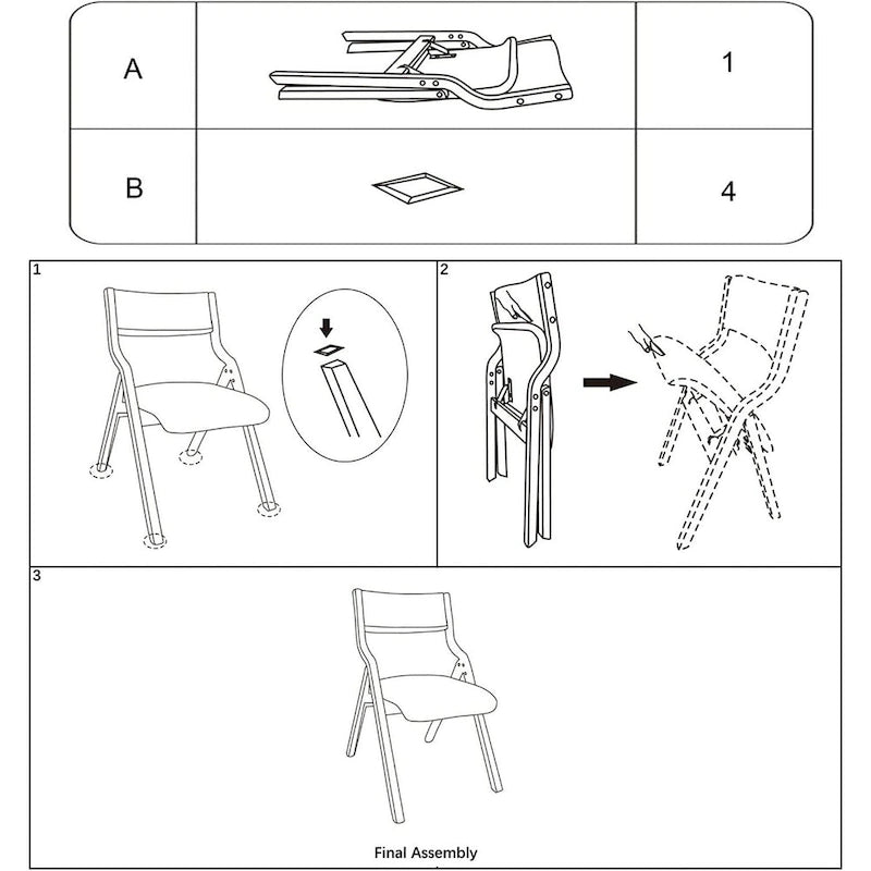 Chaises de salle à manger pliantes avec sièges rembourrés, lot de 2, beiges