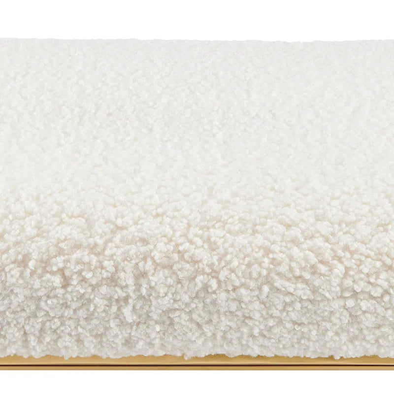 Banc en tissu imitation peau de mouton avec étagère