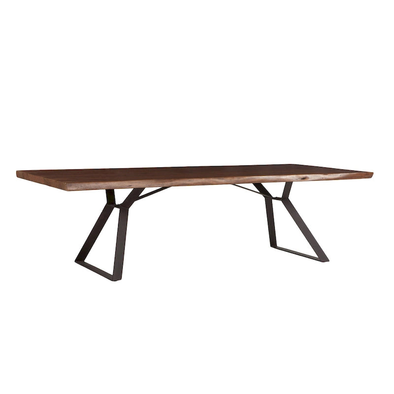 Table de salle à manger en bois d'acacia de 106 pouces, finition noyer