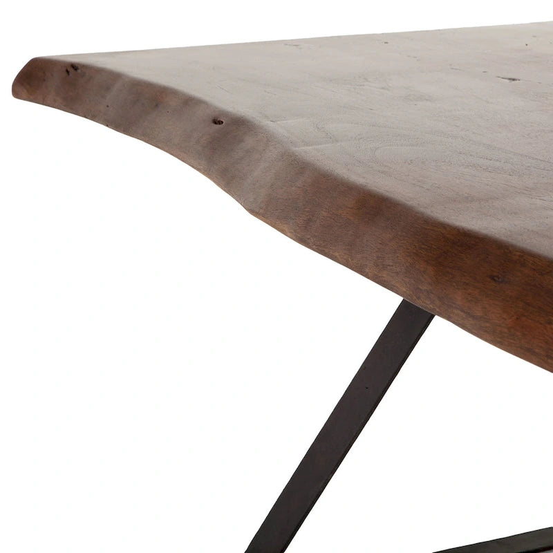 Table de salle à manger en bois d'acacia de 106 pouces, finition noyer