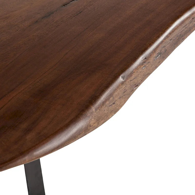 Table de salle à manger en bois d'acacia de 106 pouces, finition noyer