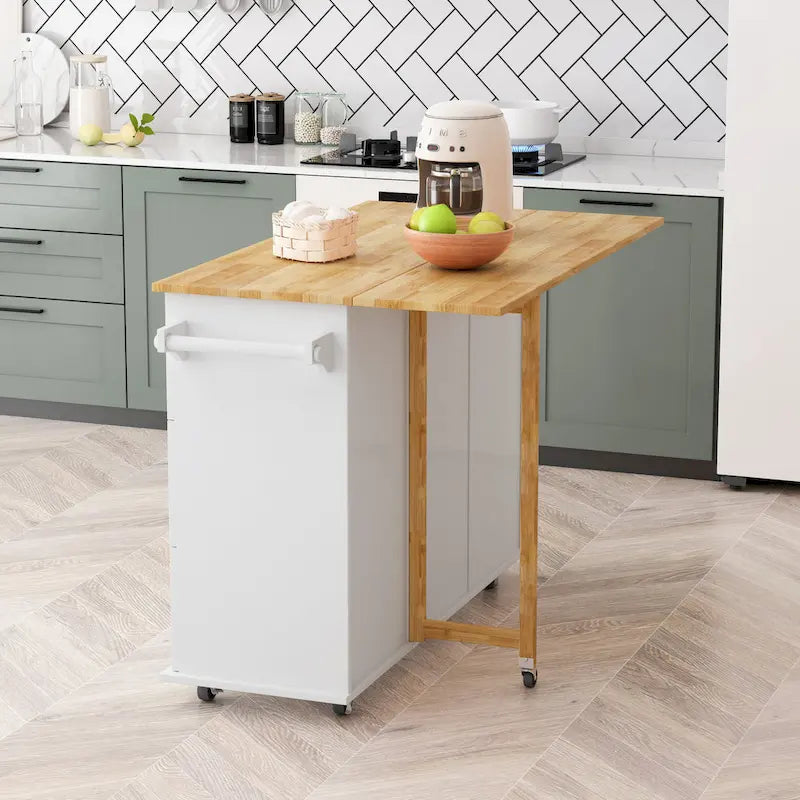 Chariot de cuisine avec placard à 2 portes et trois tiroirs