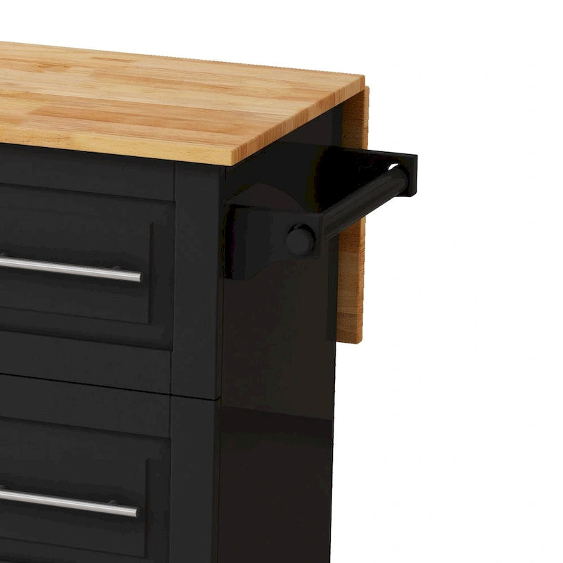 Chariot de cuisine avec placard à 2 portes et trois tiroirs
