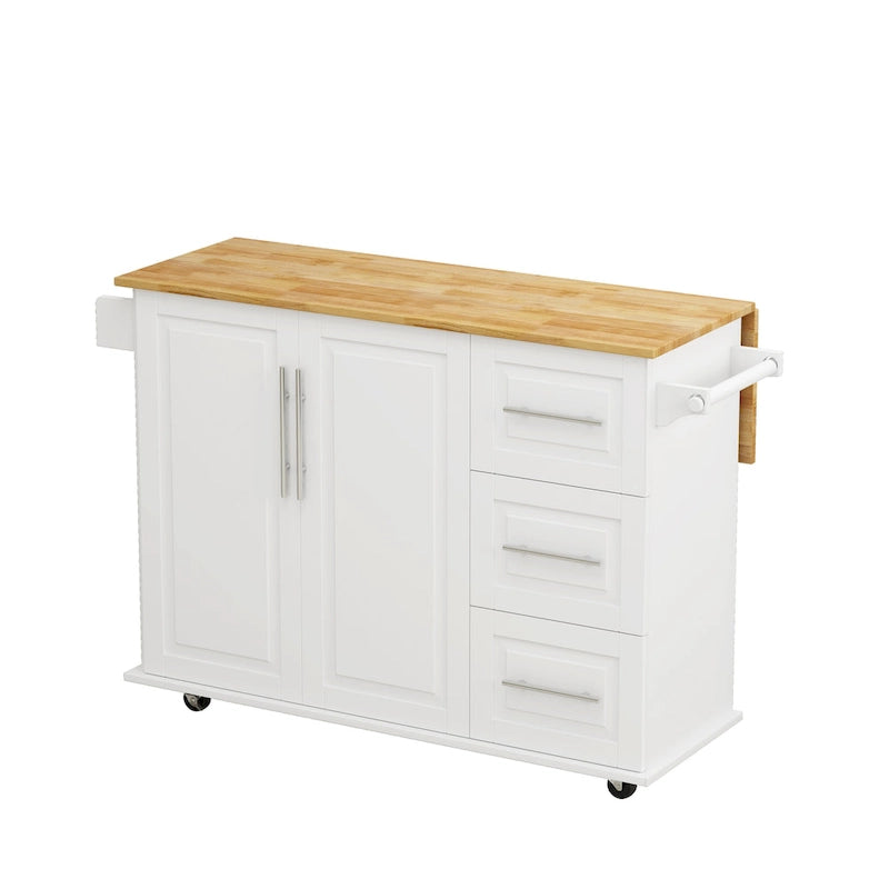 Chariot de cuisine avec placard à 2 portes et trois tiroirs