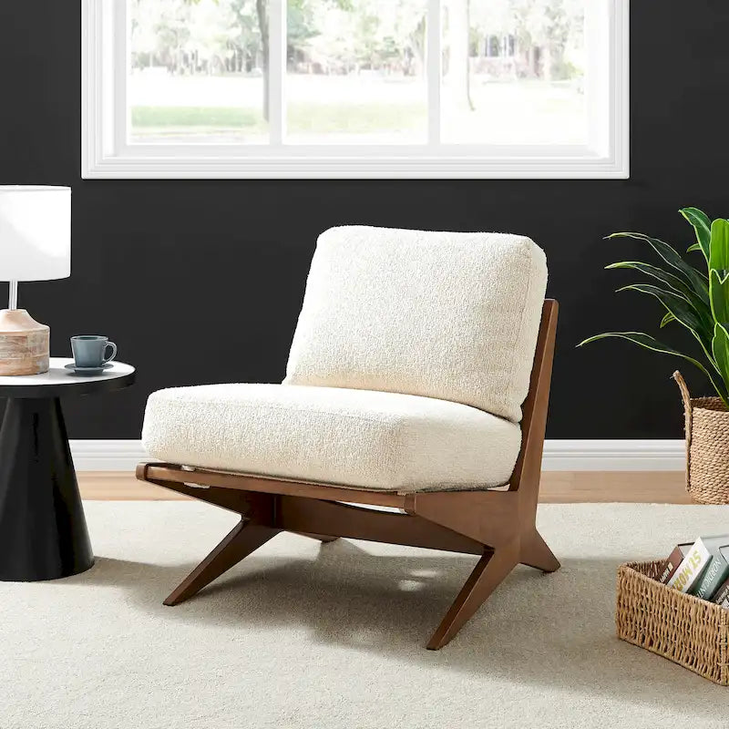 Fauteuil d'appoint rembourré avec assise coussinée