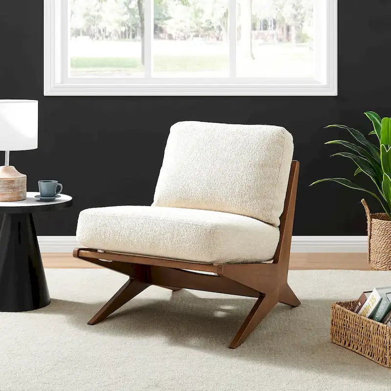 Fauteuil d'appoint rembourré avec assise coussinée
